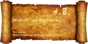 Andrásy Barbara névjegykártya